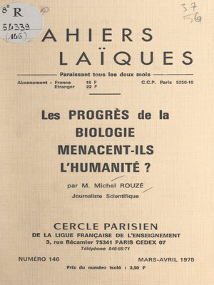 cover image of Les progrès de la biologie menacent-ils l'humanité ?